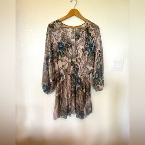 Free People High Plains Women’s S mini dress boho romantic paisley festival